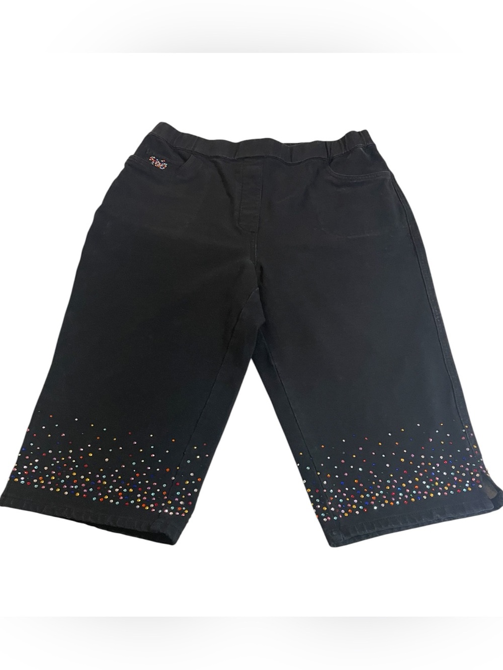 QUACKER FACTORY CLASSIC DREAM JEANS EMBELLISHED COLORED STONES CAPRI PANT SZ MED